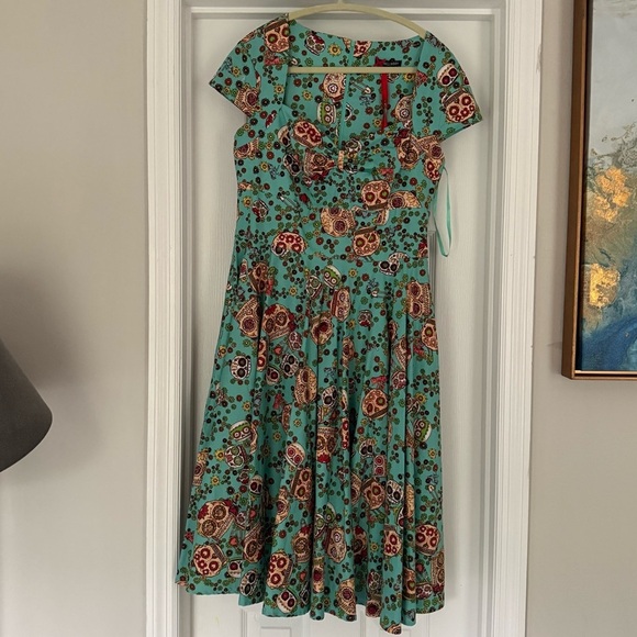 NWT Hell Bunny Fit & Flare Sugar Skull Dress – Blue, Size Large - Picture 2 of 9